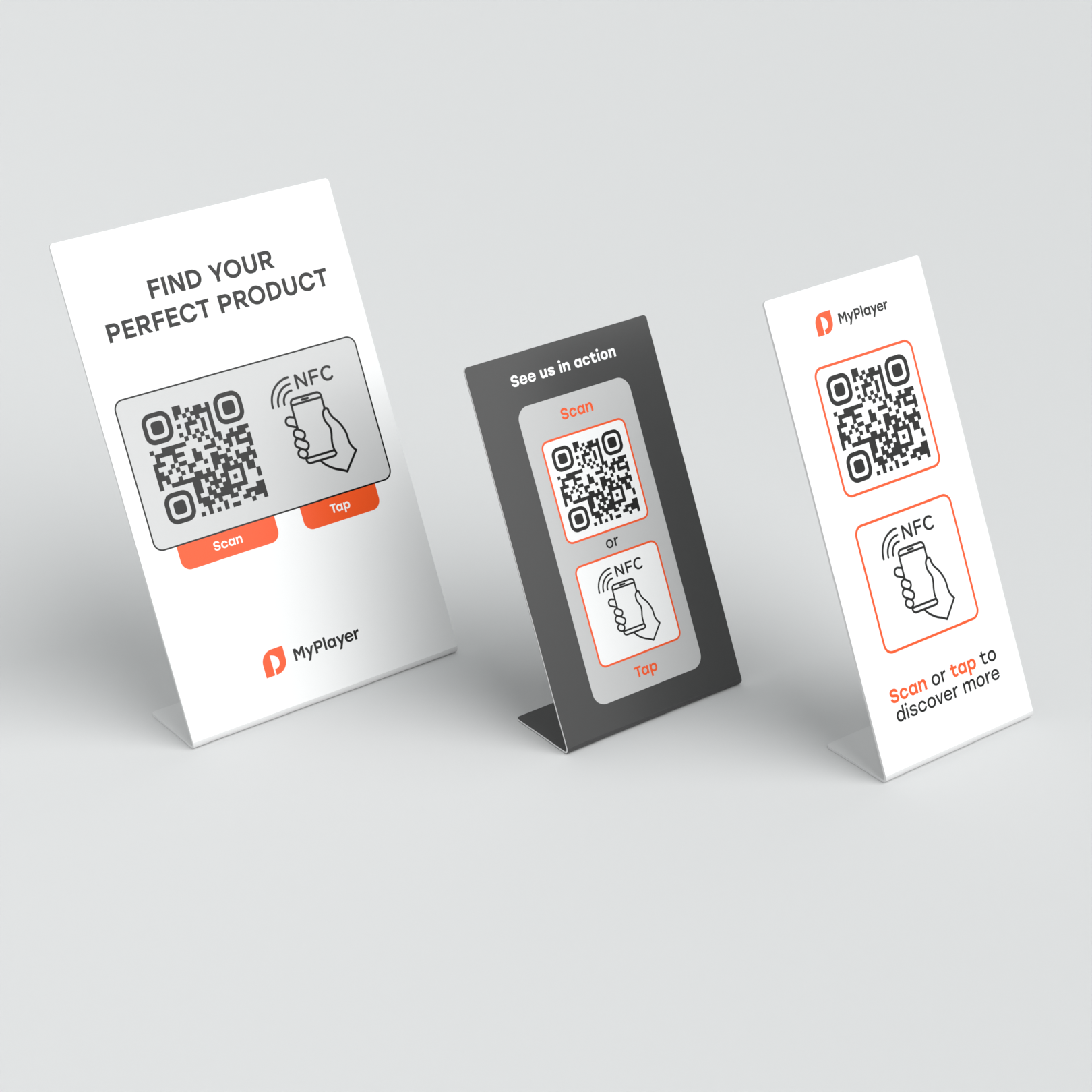 Smart-Tag Tabletop QR/NFC Stand for retail product displays