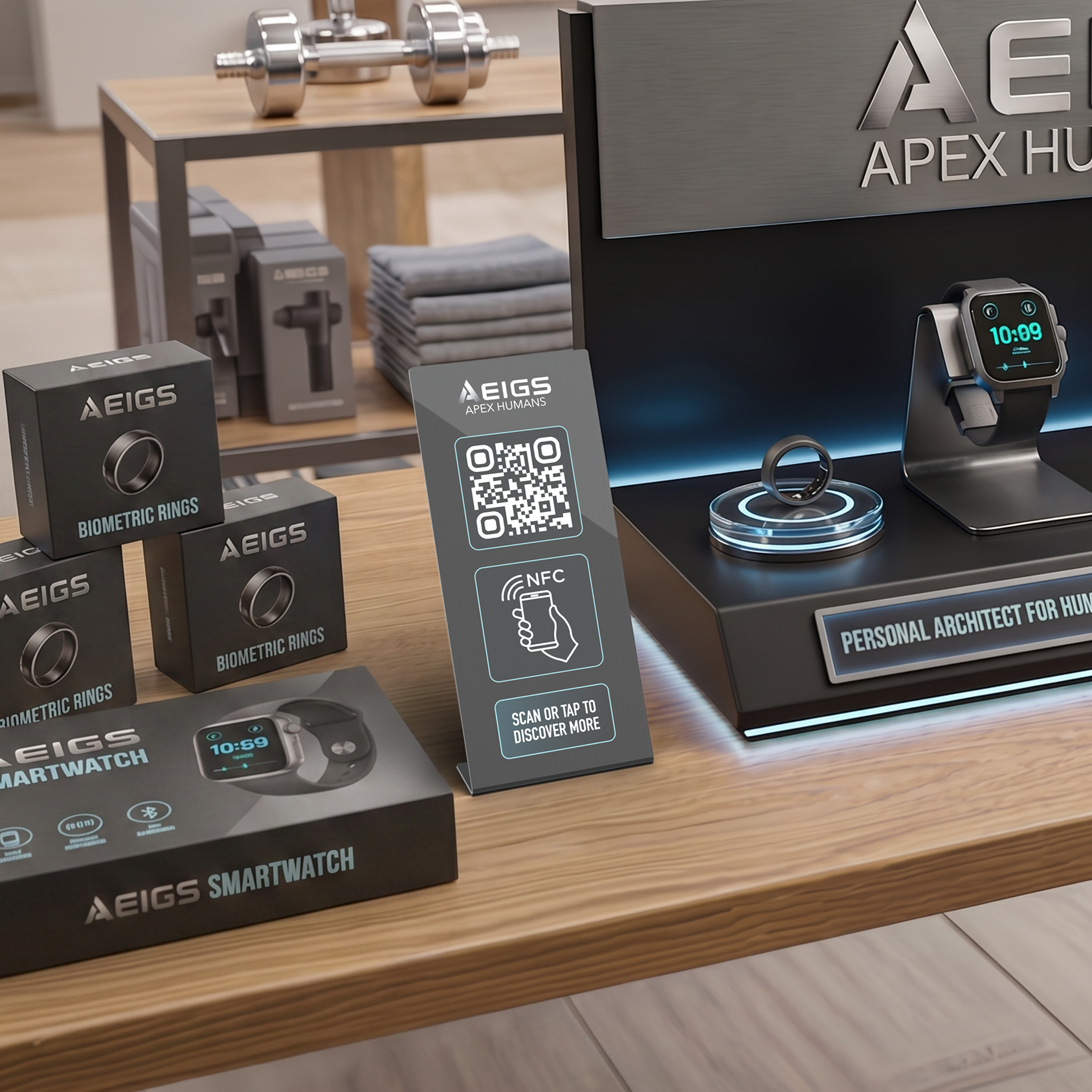 Smart-Tag retail display stand connecting shoppers to product stories and digital content
